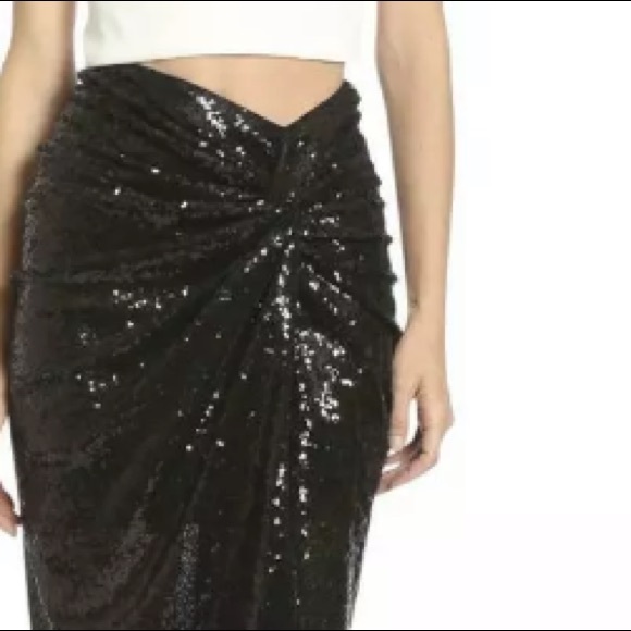 NWT🌟Badgley Mischka Draped Sequin Pencil Skirt - Picture 2 of 3